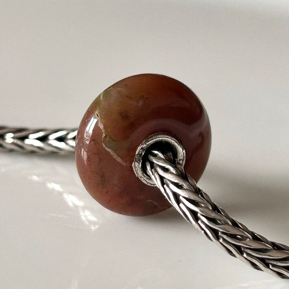 TROLLBEADS Fantasy Jasper | Dark Pink & hint of Green LAA 925S NEW! w Inclusions - Picture 7 of 8